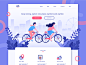 ONTEL - Sharing Bike Illustration Website activity flatillustration flat  design sharing bike purple icon city character header website ui design vector illustration