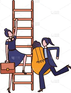 女商人,楼梯,电灯泡,头像,人,白色背景,高雅,机遇,策略