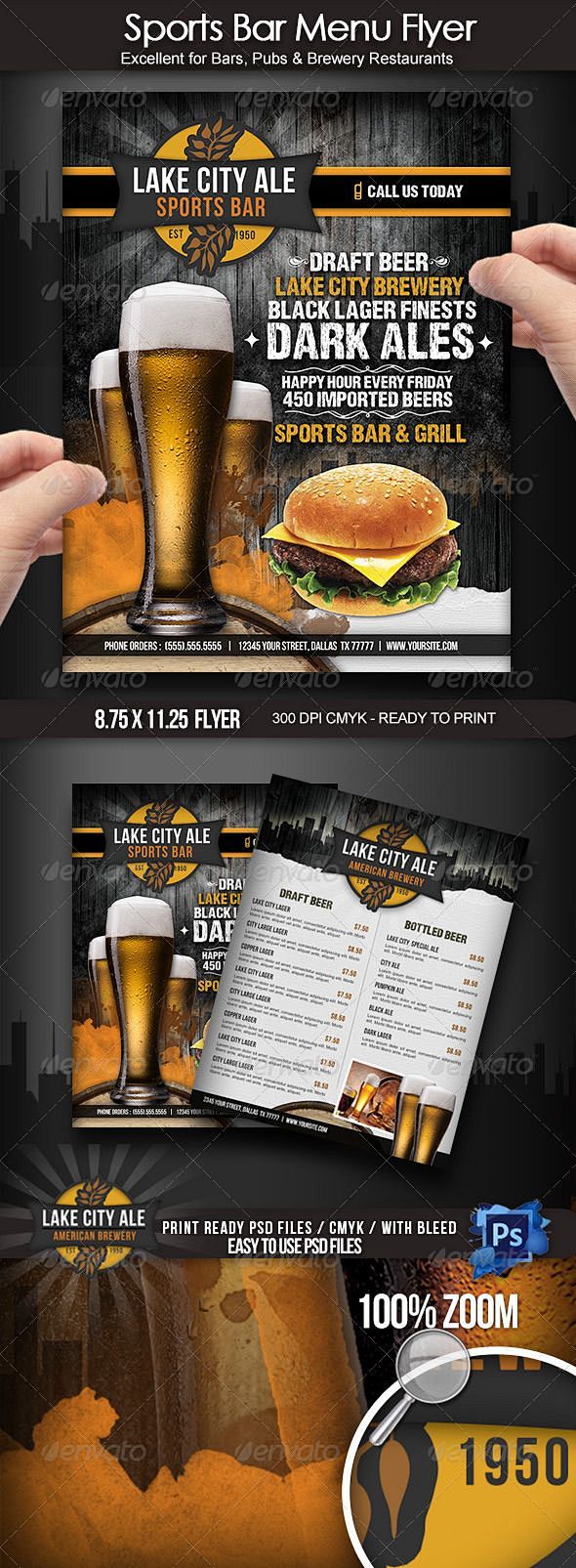 Sports Bar Menu Flye...