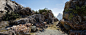 Island, Ales Rajar : Modular environment exercise in Unreal - I tried to use as little elements as possible to create this environment. In the end I ended up creating 4 big cliff pieces, 2 smaller rocks, 4 tiny rocks, 4 vegetation pieces and 3 ground mate