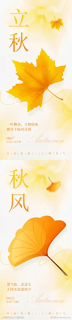 立秋秋风节气海报_源文件下载_PSD格式_1080X2400像素-秋风,黄色背景,银杏叶,枫叶,秋天,立秋,海报-作品编号:2025072416551434-源文件下载-志ˈ̹设ˆ网