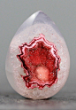 Rose Quartz geode - Rose quartz is usually for calming tensions, gentle energies etc - but this makes me think of cooling powerful passions, or at least transmuting lust into love.