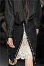 Black skirt with zipper back & a glimpse of ivory lace, fashion details // Sacai Fall 2012