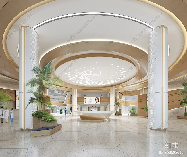 现代医院大堂服务台3D模型下载【ID:968605690】图片_模型-整体场景图片素材-花瓣网
