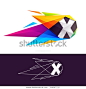 X letter logo with polygonal comet.