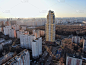鸟瞰全景在阳光明媚的一天的城市景观公路公路在莫斯科地区的霍弗里诺。