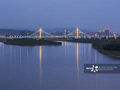陕西宝鸡市渭河联盟大桥风光旖旎图片素材