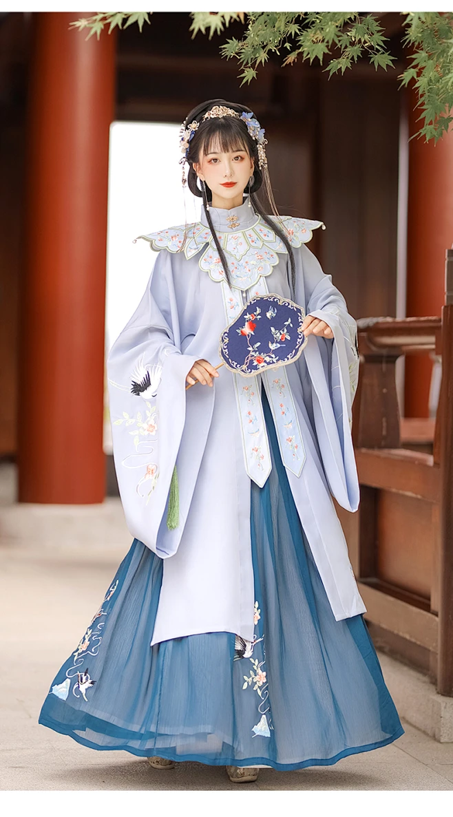鹤归音正品原创汉服女明制中国风云肩立领飘逸超仙改良版古装套裝-tmall.com天猫-花瓣网