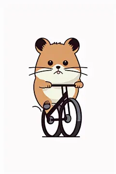 卡通仓鼠形象骑单车插画