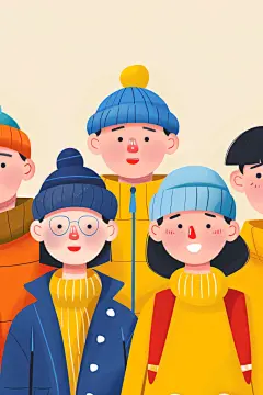 扁平化时尚青年五四青年节人物插画