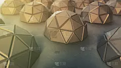 多边形金属物体抽象3D渲染插图