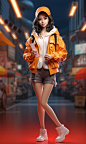 a very beautful chinese 35yo girl, full-body, photography, Bubble mart model, simple background, chic watercolor textured style, popular supermarket blind box, clay materials, LED, 3D art, rendering, ray tracing, complicated details, animation lighting, d