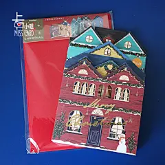 日本灯光音乐立体圣诞贺卡白色圣诞节街道纸雕手写祝福平安夜礼物-淘宝网