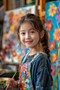 可爱小孩形象儿童画画图片摄影图