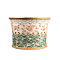 51BidLive-[A Famille Rose Gold-Decorated Sea Waves Eight Symbols Openwork Brush Pot]