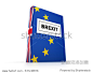 Brexit Book 3D Rendering isolated on a white background with Union Jack spine