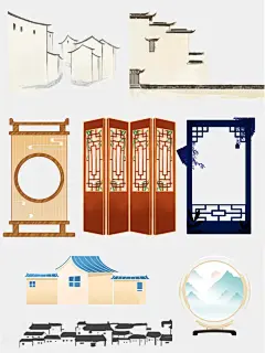 国风免抠素材_纹路图腾徽派建筑_5_笔格设计_新媒体小课堂_来自小红书网页版