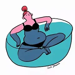 这位插画师笔下的胖女孩，搞怪又治愈人心！泄露了女人不为人知的另一面_Cecile : “很多媒体和媒介向我们灌输这样的观念：‘唯有我们的长相才是最重要的’，我的插画带有一种对有自我觉醒的女孩述说的作用，在说着‘往前看吧，女生，因为你值得比这更多’，内心的完整与充实比外在的完美更重要。…