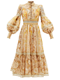 Zimmermann Tempo Spliced floral-print linen-blend midi dress
