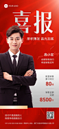 房地产销售中介业绩表彰人物喜报全屏竖版海报