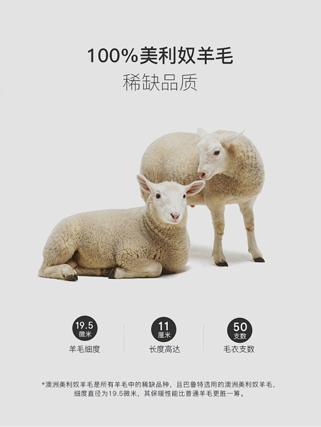 巴鲁特100%纯羊毛衫男可机洗抗皱16针...
