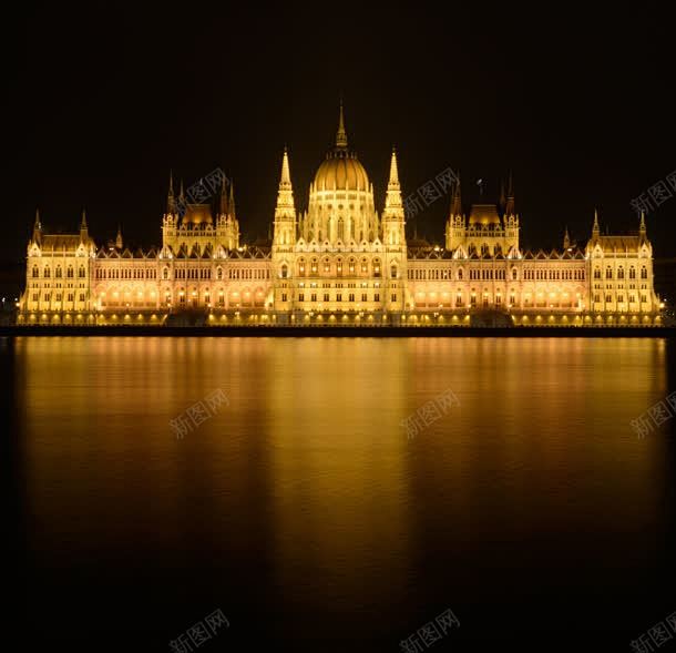 欧式建筑繁华都市夜景透明黄色光效 免费下...