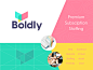 Boldly - Logo Design branding talent shield chat bird staffing subscription premium logo design logo folding invoice carbon copy paper contract remote teamwork smile friend friendly bold