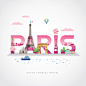 法国旅游 巴黎铁塔 浪漫之旅 建筑插图插画设计AI tid265t000309