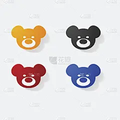 贴纸纸产品写实元素设计插画泰迪熊