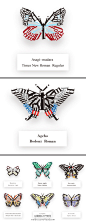 【4AAD讯】插画家和平面设计师Guusan，最近用多种字体的英文字母，创作了一套独特的“蝴蝶”标本。