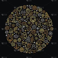 新年快乐金元素背景贺卡