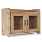 zakka 复古玻璃门双抽屉收纳柜 双门 柜子 做旧 储物 双层盒 木质