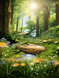 fairy forest desktop background screenshot, in the style of realistic landscapes with soft edges, anamorphic lens, photo-realistic landscapes, flower and nature motifs, wood, commission for, 32k uhd