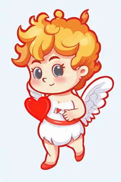 AI数字艺术情人节丘比特卡通插画