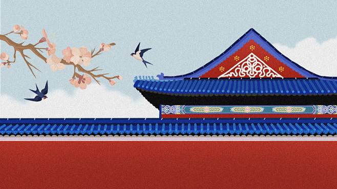 中国风建筑插画