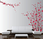 Wall Decal of Japanese Magnolia Cherry Blossom Flowers - Love the cute style.