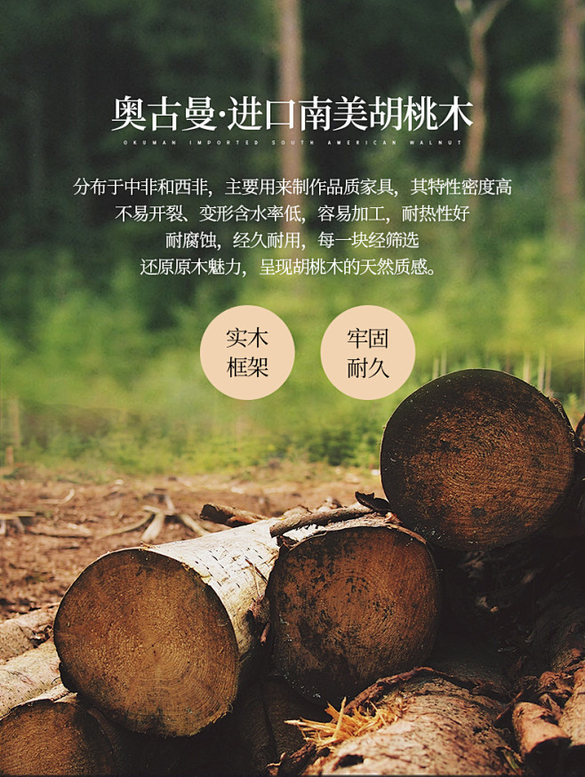 北欧胡桃木实木床现代双人床1.8米1.5...