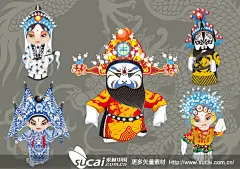 卡通京剧人物矢量图下载 矢量传统图案