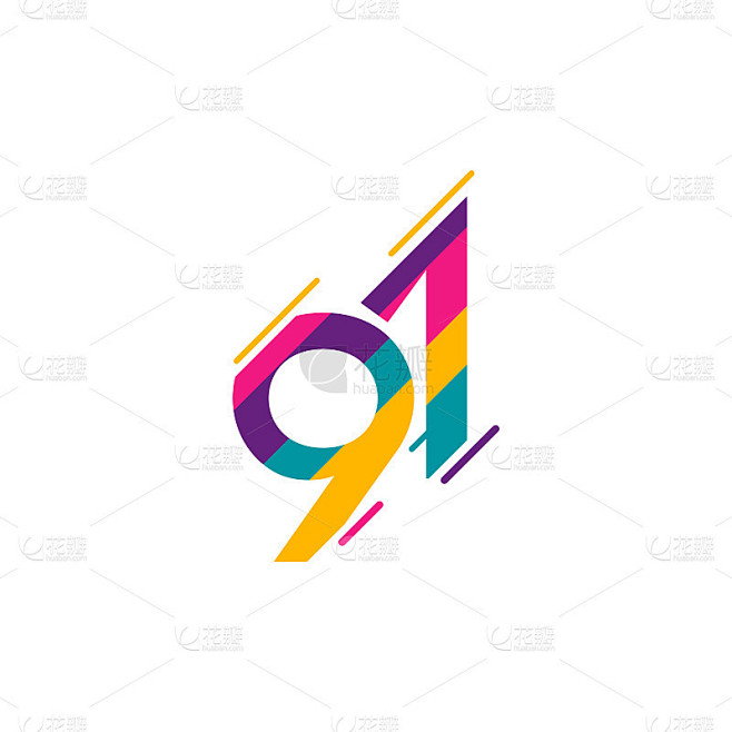 91周年庆典标志矢量模板设计插图