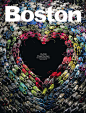 波士顿杂志封面
这是波士顿杂志五月刊的封面，由 Mitchell Feinberg 设计，由120名马拉松选手的鞋子组合而成，来表示对波士顿爆炸案的遇难者哀悼