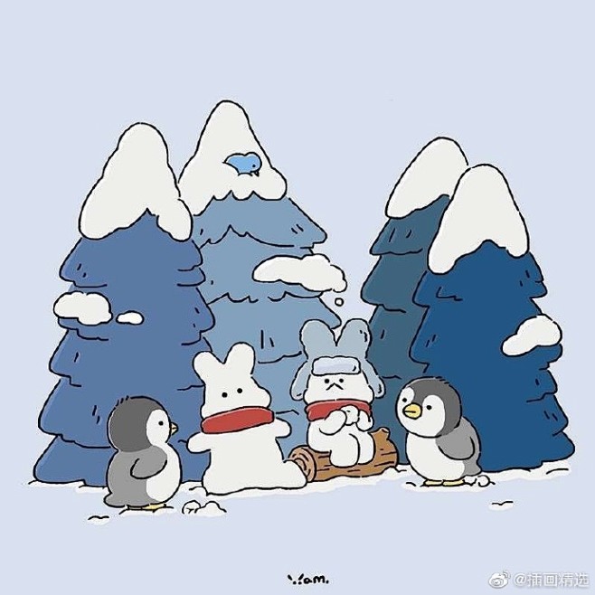 一组超可爱的小兔子日常插画，来自插画师k...
