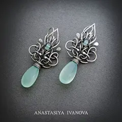 earrings with chalcedony by nastya-iv83@北坤人素材
