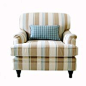 艾米尼奥家具地中海田园现代米蓝条纹布艺单人位沙发瑞士椅R017-1 #采集大赛#