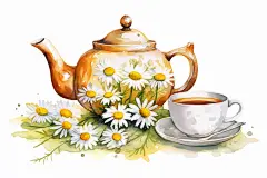 菊花茶二十四节气霜降插画图片