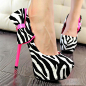 Chic Design Zebra Bowknot Women's Heels Prom Shoes : Tbdress.com