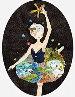 卡通女孩免抠素材_新图网 https://ixintu.com 卡通 女孩 手绘 水彩 舞蹈 芭蕾 装饰 黑色