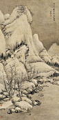 王鉴——【壬子三月，仿李营丘积雪图】雪景山水 立轴欣赏 | 
明末清初|王鉴(1598-1677)字元照、圆照，号湘碧，染香庵主。擅山水，"四王"之一。早师董其昌，摹古工力很深，笔法非凡。与王时敏、王翚、王原祁并称“清初四王”，添加吴历、恽寿平又称“四王吴恽”，也称“清初六家”，成为画坛正宗。