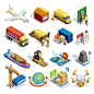 Logistics isometric icons set