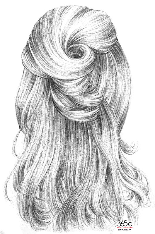漂亮的黑白手绘女性发型插画---酷图编号...