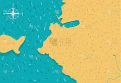 岛,卡通,商务,壁纸,模板,河流,夏天,户外,复古